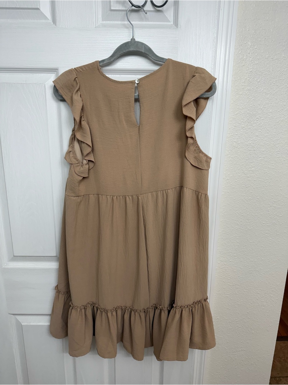 Altar'd State Tan Ruffle Sleeve V-Neck Mini Dress - Picture 2 of 3